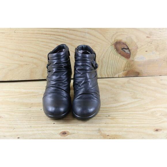 Dansko Boots Womens 7.5 Black Leather Ruched Buffy Ankle Bootie Zip Shoes - Picture 2 of 9